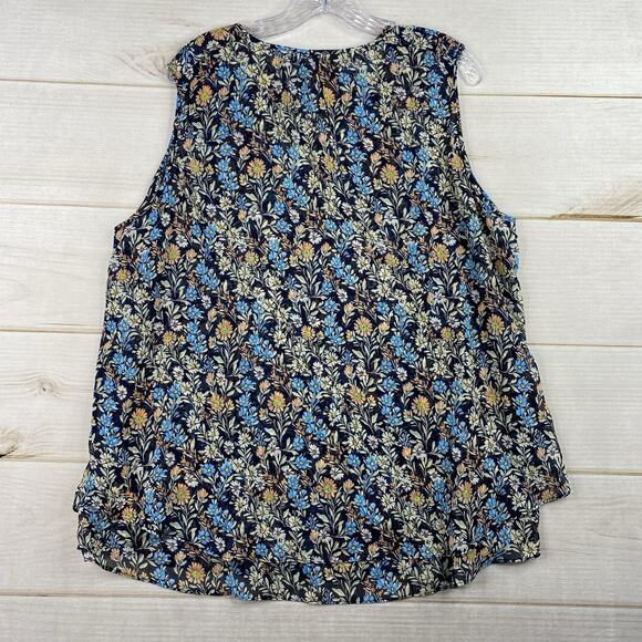 Christina B Top Womens XL Floral Print Sleeveless Layered Chiffon Boho Cottage - Picture 9 of 10